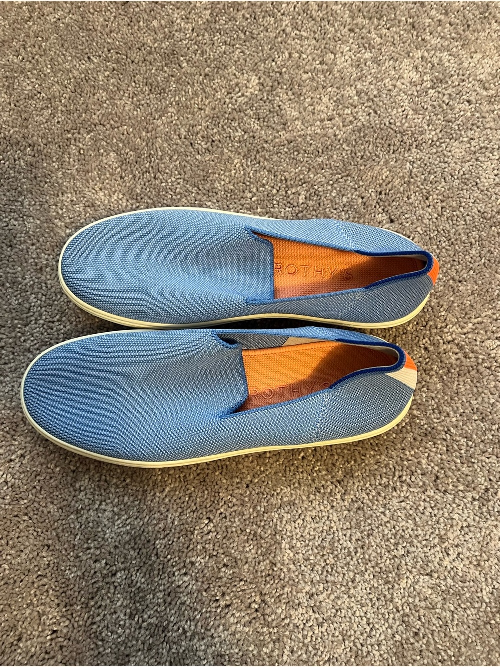Rothy's Light Blue Slip-On Sneakers with Orange Accent - Picture 2 of 3